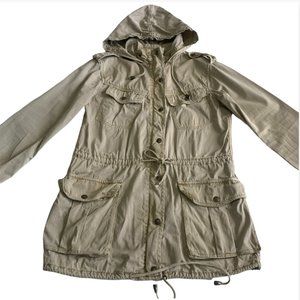 Talula Utility Women Jacket Flat Pockets Drawstring Hemp Hat Military Navy XXS